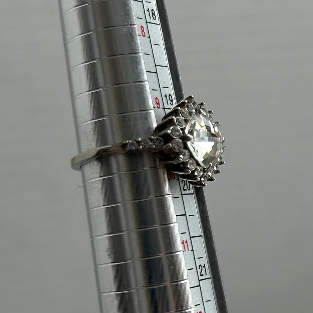 Brighton Demantur Ring Clear Crystals Silver Plated Size 9.5 & Cloth Bag - Picture 8 of 11